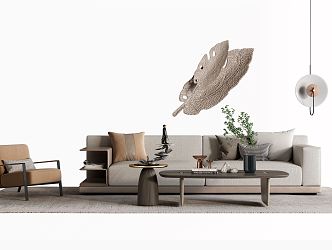 Modern sofa coffee table combination sofa decoration 3d model