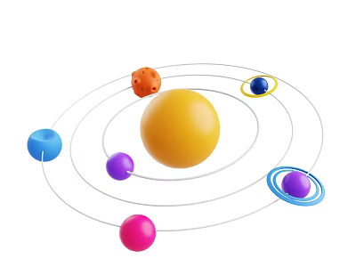 Cosmic Landscape of Solar System with Sun and Colorful Orbiting Planets 3d model