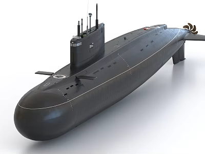 Military Submarine a Powerful Naval Weapon Featuring Conning Tower Hull and Propeller 3d model