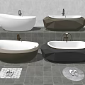 Contemporary Geometric Bathtubs In Neutral Tones With Bathroom Interior Bath Mats And Slippers