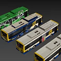 Modern City Buses In Blue Yellow White Colors With Streamlined Fleet Design