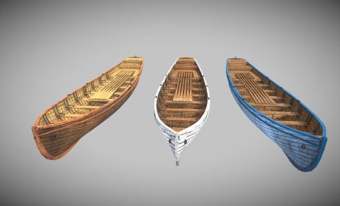 Vintage Wooden Boat 3d model