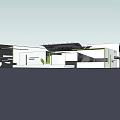 Modern Architectural Design Featuring Geometric Structure White Facade And Green Accents On Building Exterior