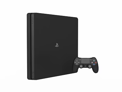 Black PlayStation Entertainment Console With Wireless Game Controller For Home Gaming 3d model