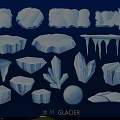 Glacier Inspired Wall Decor With Ice Elements And Crystal Shapes For Home Interior