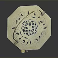 Traditional Octagonal Storage Container With Carved Hollow Design And Handle
