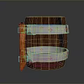 Vintage Wooden Barrel With Metal Bands Wooden Handle And Decorative Rivets