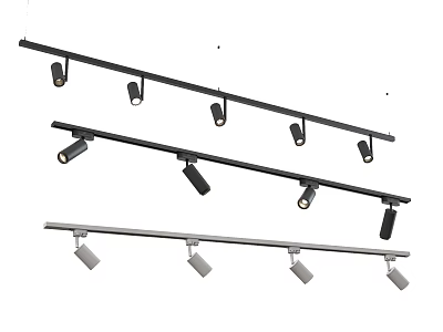 Black and Silver Track Lights With Adjustable Heads For Ceiling Lighting Fixtures 3d model