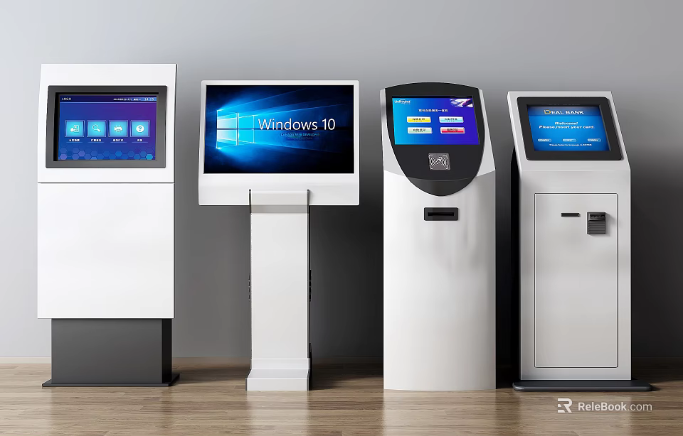 Public Facilities Self Service Kiosks With Windows 10 Interface And Various Designs 3d model 