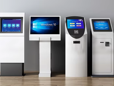 Public Facilities Self Service Kiosks With Windows 10 Interface And Various Designs 3d model