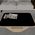 Elegant Black Coffee Table with Metal Woven Base and Magazine in Modern Living Room