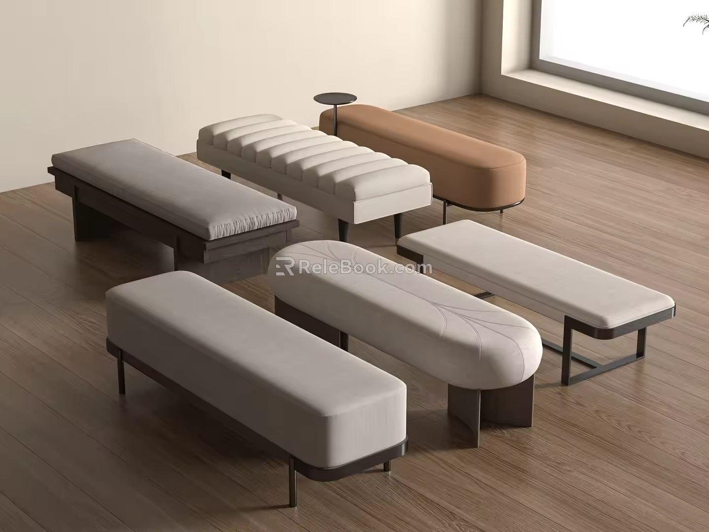 Modern Bed End Stool Combination Sofa Bench 3d model