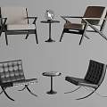 Modern Leisure Chairs With Light Dark Upholstery Button Tufted Black Frame And Side Tables