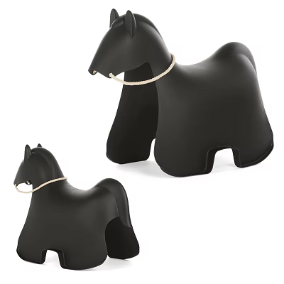Modern Black Horse Shaped Children's Chair with Rope Accent for Kids Room 3d model