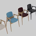 Armrest Dining Chair With Wooden Frame And Fabric Padded Seat Backrest Multiple Color Choices