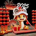 New Chinese Style Meichen Year of the Snake New Year Spring Festival Meichen National Tide Zodiac Year of the Snake Meichen New Year Spring Festival Meichen Year of the Snake Scroll Creative Meichen Year of the Snake New Year's Day Lantern Festiv 3d model