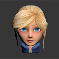 Game Movie Character 3D Model Featuring Blonde Hair Blue Eyes Blue Turtleneck And Circular Ornament