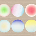 Colorful Circular Textured Wall Decor with Leaf Shadows and Gradient Hues 3d model