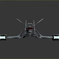 Gray And Red Sci-Fi Spaceship With Futuristic Sleek Structure And Wing Sections 3d model