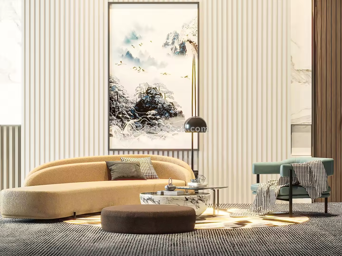 Sofa coffee table combination 3d model