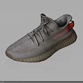Gray Knit Upper Sneakers With Red Accents Transparent Sole And Lace Up Design