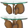 Modern Coffee Table With Glass Top And Textured Metal Base Design