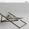 Wooden Frame Lounge Chair With White Cushion And Plaid Pillow Design