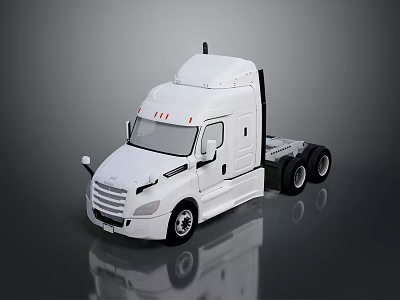 White Heavy Duty Commercial Freight Truck Cab Display With Reflections 3d model