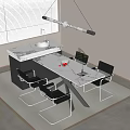 Modern Dining Table Set With Marble Top Black Chairs And Metal Legs