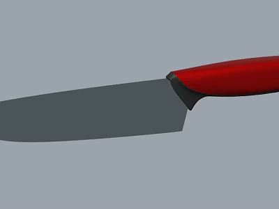 Durable Kitchen Cutlery Set with Red Handle Gray Blade Stainless Steel Knife 3d model