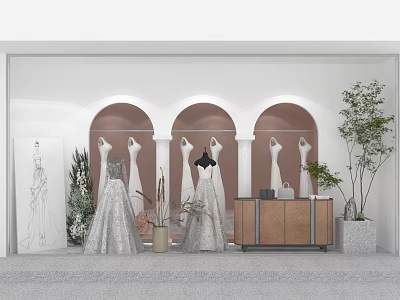 Modern Window Wedding Dress 3d model