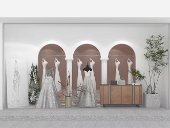 Modern Window Wedding Dress 3d model