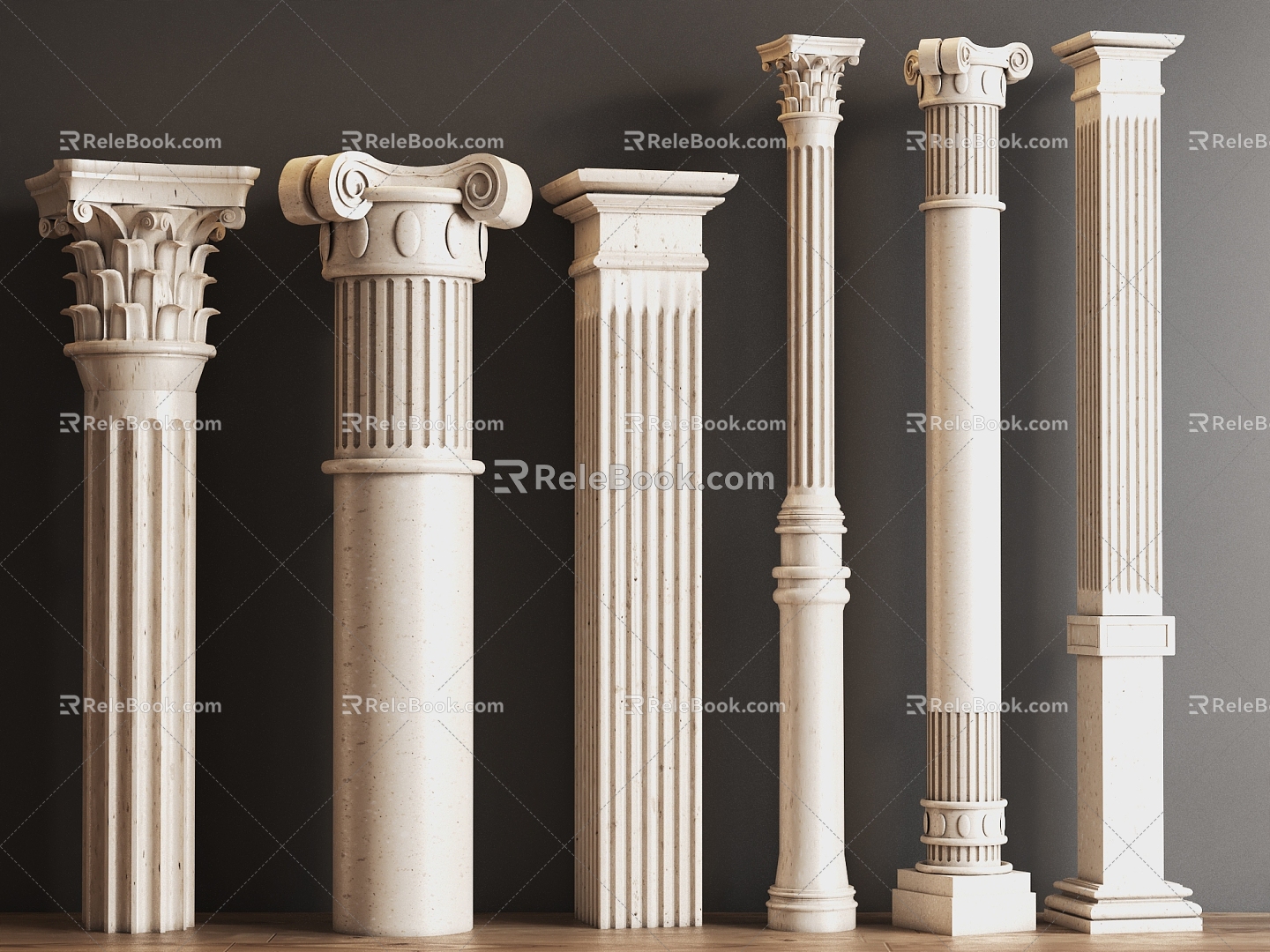 European Column Roman Column Cylindrical Square Column Stigma 3d model