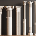 European Column Roman Column Cylindrical Square Column Stigma 3d model