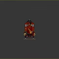Red Steam Locomotive With Gold Accents On Rail Tracks Design