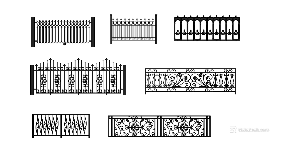 Various Decorative Iron Fence Designs With Intricate Patterns And Styles 3d model