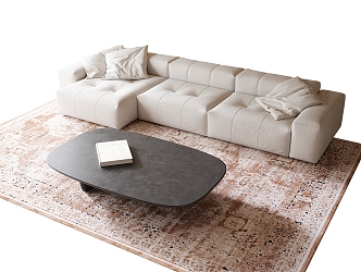 Modern Sofa Coffee Table Combination Coffee Table Multi-Person Sofa 3d model