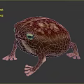 Fat Red Spotted Frog With Short Limbs And Round Body On Dark Background 3d model