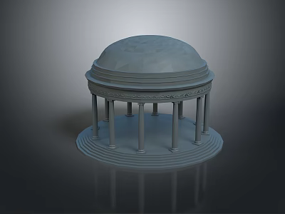 Detailed Classical Dome Structure Model With Circular Base And Column Supports 3d model