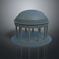 Detailed Classical Dome Structure Model With Circular Base And Column Supports