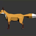 Low Poly Fox Game Movie Character With Orange Fur White Belly And Brown Legs Design