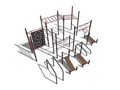 Durable Outdoor Sports Equipment With Climbing Wall Monkey Bars Slides And Ladders 3d model