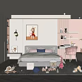 Cozy Kids Room Interior With Bed Toys Decorative Painting And Playful Shelves