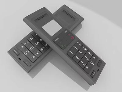 Black Flip Mobile Phones With Numeric Keypads Digital Device Design 3d model