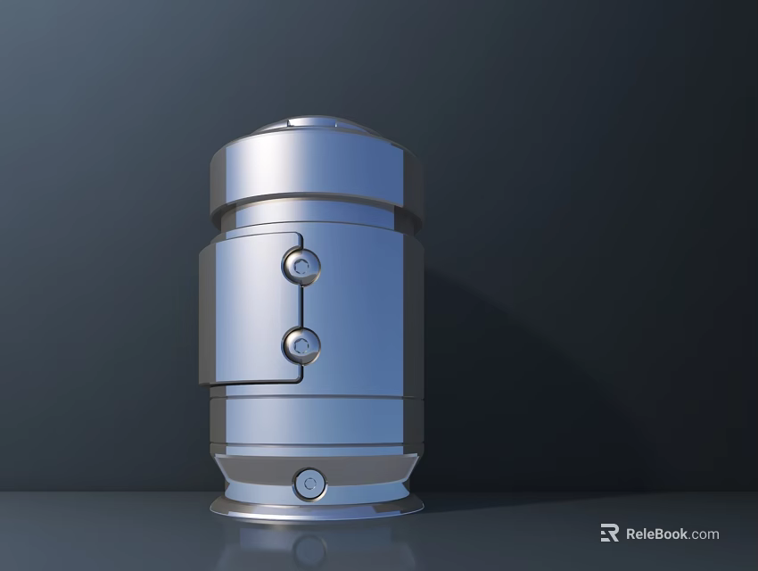 Stainless Steel Silver Cylindrical Kitchen Appliance with Modern Design and Control Buttons 3d model 