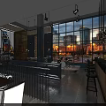 Stylish Bar Interior With Bar Counter Stools Drums Wine Racks And Hanging Lights