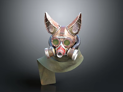 Steampunk Style Gas Mask With Fox Ear Design And Metallic Components 3d model