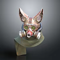 Steampunk Style Gas Mask With Fox Ear Design And Metallic Components 3d model