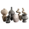 Decorative Ceramic Vessels With Various Shapes And Neutral Colors For Home Decor