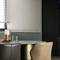 Modern Luxury Living Dining Room Interior With Green Plants Marble Coffee Table And Decor